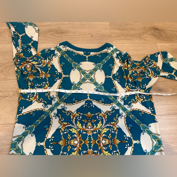 Susan Graver V Neck Shirt Blouse Plus 1X Stretch Geometric Womens CB95B - Picture 7 of 9